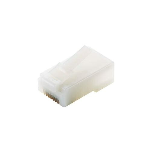 RJ45中継コネクタ/Cat5e対応/単線・ヨリ線両対応/ツメ折れ防止/10個入/ハーフクリア ■LANケーブルの自作に。Cat5e用のRJ45コネクター10個入りです。 ■Cat5eの単線ケーブルおよびヨリ線ケーブルの両方に対応しています。 ■屈曲に強い高耐久素材を採用し、日常使用でのツメ折れをしっかりガード。脱落を防いで長く使えます。 ※1000回の屈曲検査に合格(エレコム社検証) ■サビに強く信号劣化の少ない金メッキピンを採用しています。 ■適合するカシメ工具は、LD-KKTR、LD-KKTP2、LD-KKTA2です。 ※別売品 ■規格:Cat5e(1000BASE-T/100BASE-TX/10BASE-T) ■インターフェース:RJ45コネクター ■仕様:単線・ヨリ線の両対応 ■対応ケーブル太さ:約5.1mm ■絶縁体外径:約1.0mm ■シールド:×(UTP仕様) ■カラー:ハーフクリア ■入り数:10個 ■パッケージ形態:袋+シール ■環境配慮事項:EU RoHS指令適合(10物質)、THINK ECOLOGYマーク 詳細スペック 電気用品安全法(本体)非対象 電気用品安全法(付属品等)付属品等無し
