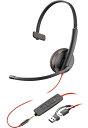 HP 8X227AA Poly Blackwire 3215USB-C +USB-A 変換アダプタ付 片耳 有線モデル ノイズキャンセリングマイク搭載 レザレットイヤークッション 3.5mmジャック対応