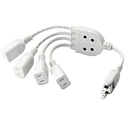 ELECOM T-ADR4WH ACアダプタ用電源延長コード/ 2P/ 4個口/ ホワイト