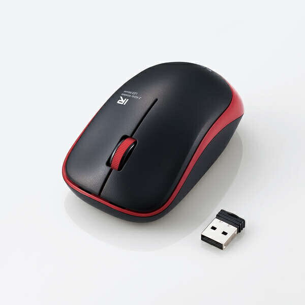 ELECOM M-IR07DRKRD IRマウス/ ENELOシリーズ/ 無線/ 3ボタン/ 省電力/ 抗菌/ レッド