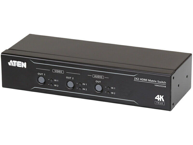 ATEN VM0202HB 2入力2出力HDMIマトリックススイッチャー（4K60p対応、オーディオ・ディエンベデッド機能搭載）