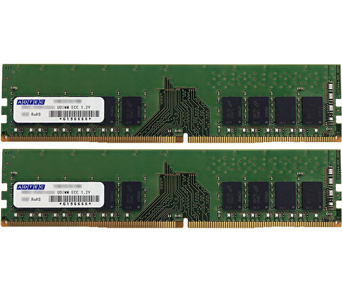 アドテック ADS2400D-E16GSBW DDR4-2400 UDIMM ECC 16GB×2枚 1Rx8