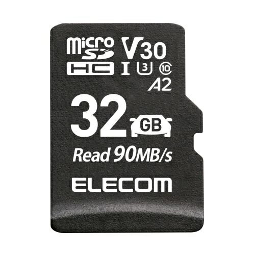 microSDHCカード/車載用/高耐久/UHS-I/32GB ■運転時の万が一に備える！高耐久モデルのドライブレコーダー用 microSDHCメモリーカードです。 ■録画など書き込み回数が多いドライブレコーダーにぴったり。防犯・監視カメラ、ネットワークカメラなどにもおすすめです。 ■高寿命・耐温度・耐瞬断・耐衝撃・耐振動の高耐久モデルで、過酷な車内環境でも安心して使用できます。 ■書き込み回数がエレコム社標準品の約3倍の高寿命フラッシュメモリーを採用しています。 ※エレコム社指定環境での測定 ■耐温度-25℃85℃と高温・低温に強い仕様で、夏や冬の過酷な車内環境下でも安心して使用できます。 ■メモリ規格:microSDHC ■スピードクラス:Class10、UHS-I、U3、V30、A2 ■インターフェース:microSD ■メモリ容量:32GB ■最大転送速度:読み込み:90MB/s ■最低保証速度:30MB/s ※UHS-I対応機器使用時 ■動作環境:-25℃85℃ ■外形寸法:幅約15.0mm×奥行約1.0mm×高さ約11.0mm ■重量:約0.4g ■付属品:SD変換アダプター×1 ■保証期間:1年間 ■その他:「JIS防水保護等級7(IPX7)」に準拠 ※本体のみ ■著作権保護機能:CPRM非対応 詳細スペック 電気用品安全法(本体)非対象 電気用品安全法(付属品等)非対象