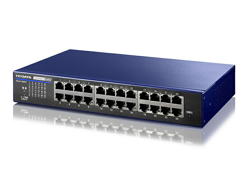 IODATA BSH-G24MB IEEE802.1X認証対応L2インテリジェントスイッチ 24ポート ミレニアム群青