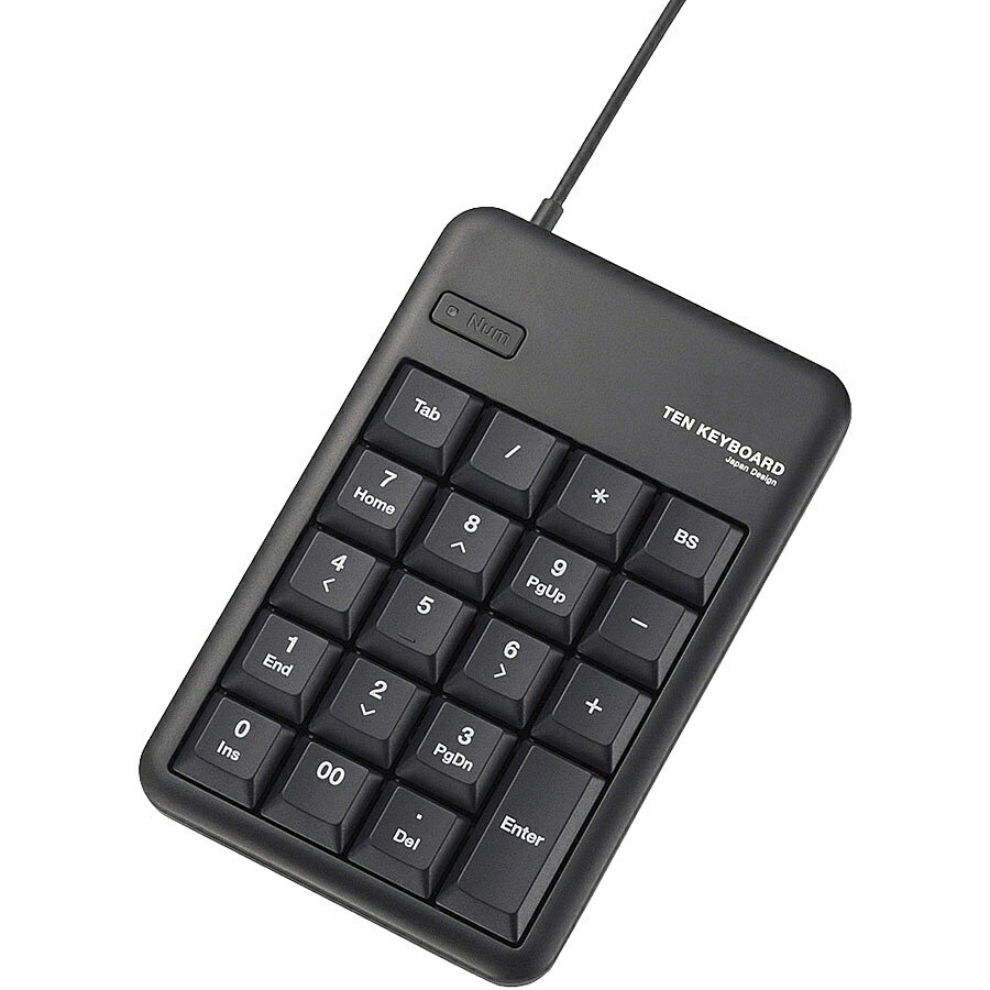 ELECOM TK-TCM012BK 2ポートUSB2.0ハブ付テンキーボード/ Mサイズ/ メンブレン/ ブラック