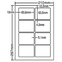 東洋印刷 LDW8SJF シートカットラベル A4版 8面付(1ケース500シート)