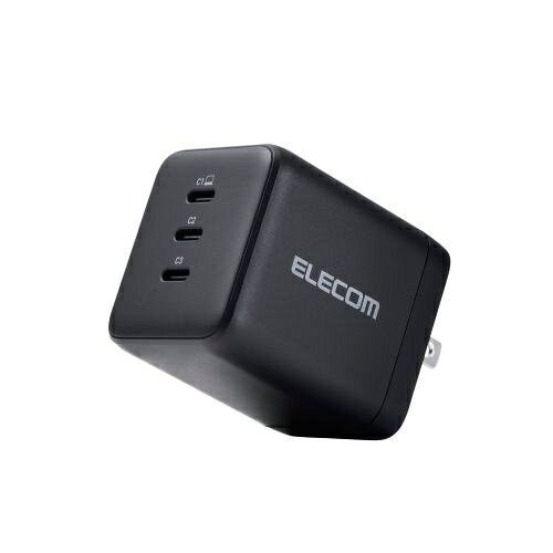 ELECOM ACDC-PD113100BK ノートPC用ACアダプター/ USB充電器/ USB PD/ 100W/ USB-C×3/ スイングプラグ/ ブラック