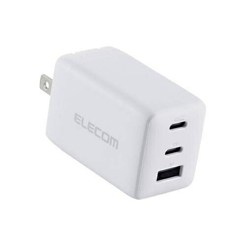 ELECOM MPA-AC10367WH ノートPC用ACアダプター/ USB充電器/ USB PD/ 67W/ USB-C×2/ USB-A×1/ スイングプラグ/ ホワイト