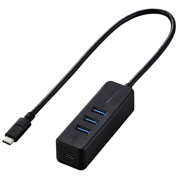 ELECOM U3HC-T431P5BK USB Type C ハブ/ USB3.1(Gen1)/ USB-Aメス3ポート/ USB Power Delivery対応Type-C1ポート/ ケーブル30cm/ ブラック
