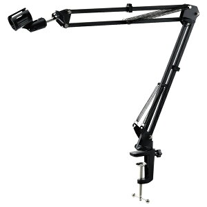 ELECOM HS-DSZARMBK マイクスタンド/ フレキシブルアーム型/ 保護クッションシート付き/ コードホルダー付き/ ブラック通販セール