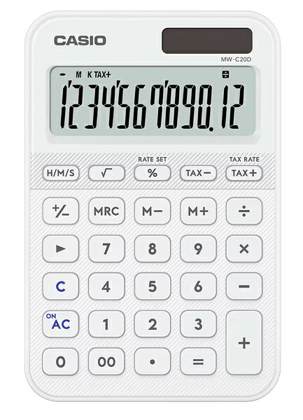 CASIO MW-C20D-WE-N デザイン電卓 カラフル ホワイト