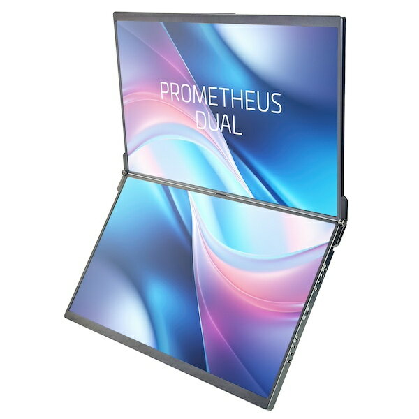 ユニーク UQ-PM15W-Q 15.6型デュアルワイド液晶ディスプレイ/ 1920×1080×2画面/ USB Type-C、HDMI/ ブラック/ スピーカー/ IPSパネル/ ノングレア/ 折りたたみ式デュアルディスプレイ