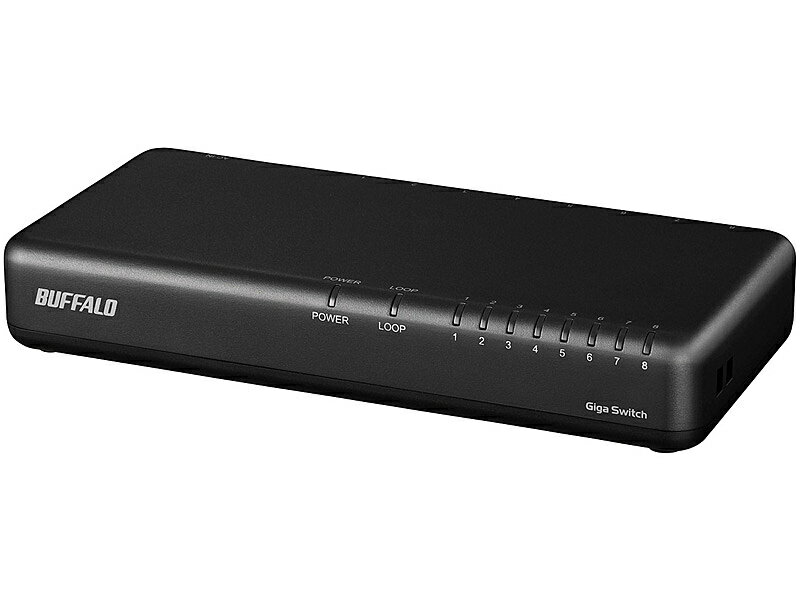 バッファロー LSW6-GT-8NP/BK Giga 8ポート スイッチングハブ 電源内蔵 プラスチック筐体 マグネット付 ブラック