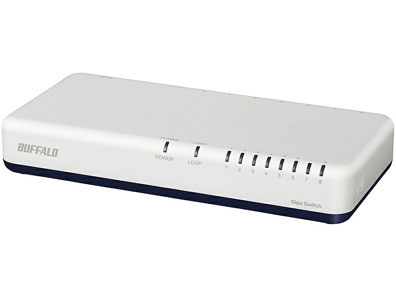 バッファロー LSW6-GT-8NP/WH Giga 8ポート スイッチングハブ 電源内蔵 プラスチック筐体 マグネット付 ホワイト
