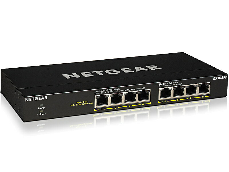 NETGEAR GS308PP-100AJS PoE+対応 ギガビット8ポート アンマネージスイッチ