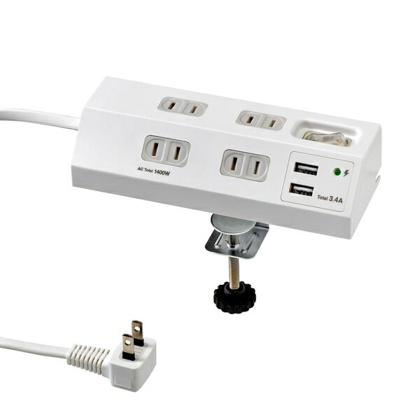 ELPA WLS-DS4232SUA(W) 集中スイッチ付デスクUSBタップ