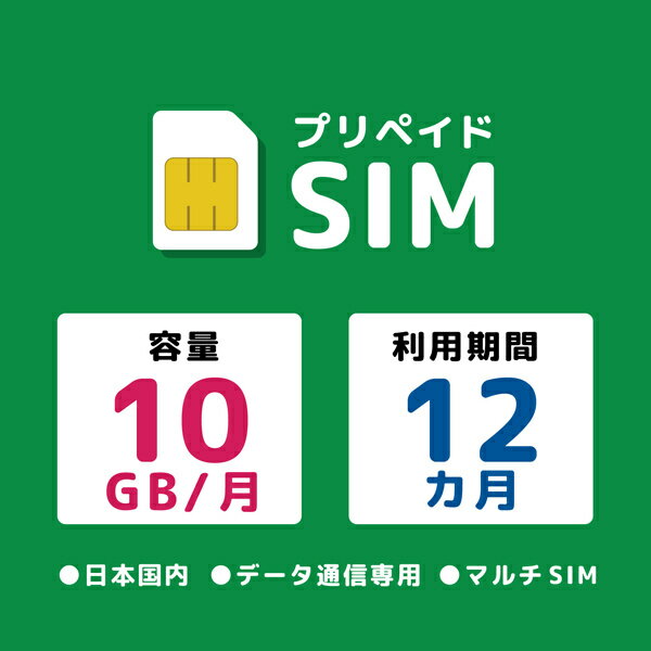 モバイル・プランニング 20211117-10780 プリペイドSIM 月間10GB 12ヶ月 ドコモ