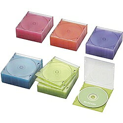 ELECOM CCD-JSCS50ASO Blu-ray/ DVD/ CDスリムプラケース/ 1枚収納/ 50パック/ 5色アソート