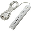 ELECOM T-Y3A-2750WH OAタップ/ 2P/ 7個口/ マグネット/ 抜け止め/ スイッチ/ 5.0m