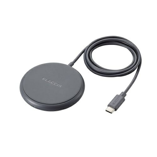 ELECOM W-QA25DGY Qi規格対応ワイヤレス充電器/ 5W/ 卓上/ ケーブル一体/ 1m/ ダークグレー ELECOM W-QA25DGY Qi規格対応ワイヤレス充電器/ 5W/ 卓上/ ケーブル一体/ 1m/ ダークグレー
