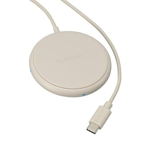 ELECOM W-QA25BE Qi規格対応ワイヤレス充電器/ 5W/ 卓上/ ケーブル一体/ 1m/ ベージュ