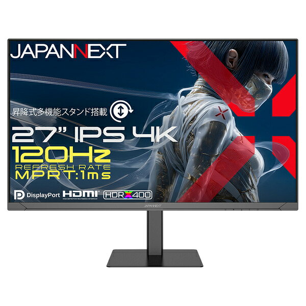 JAPANNEXT JN-Ei27G120U2-HSP ゲーミング液晶ディスプレイ 27型/ 3840×2160/ HDMI×2、DP×2/ ブラック/ スピーカー有/ 2年保証