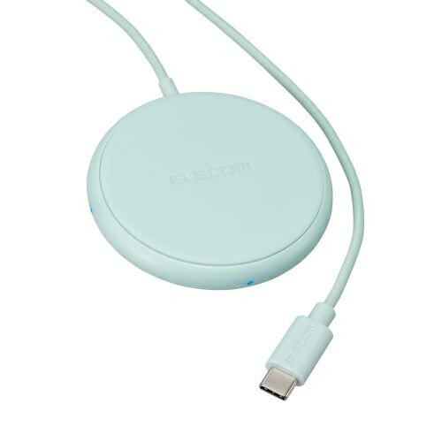 ELECOM W-QA25GN Qi規格対応ワイヤレス充電器/ 5W/ 卓上/ ケーブル一体/ 1m/ グリーン
