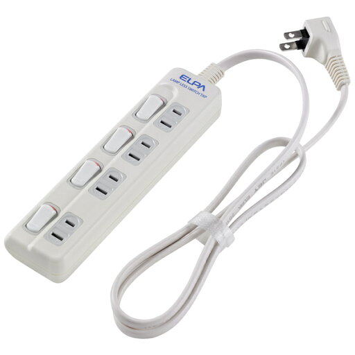 ELPA WLS-410EB(W) ランプレスタップ 4個口 1m ホワイト ELPA WLS-410EB(W) ランプレスタップ 4個口 1m ホワイト