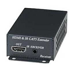 HDMI・赤外線CAT5e長距離伝送受信器 HE02EIRはHDMIと赤外線リモコン信号をLANケーブルで最大70mまで延長するための受信器です。 ・送信器は用途に応じて「HE02EIT」（別売り）や「HE04」（別売り）などから選択できます。 ・HDMIをCAT6a/7のUTP/STPケーブルで最大70m伝送可能 ※CAT5e/6で最大60m（CAT6を推奨）　※HDMI1.4の機能を使用する場合はCAT6a必須 ・伝送ケーブルの両端はRJ45で市販のLANケーブル(ストレート結線)が使用可能 ・転送帯域：最大10.2Gbps ・HDMI1.4a対応で3Dや4K2K映像の伝送も可能（HE02EITとの組合せの場合） ・HDCP対応 ・電源アダプターを付属