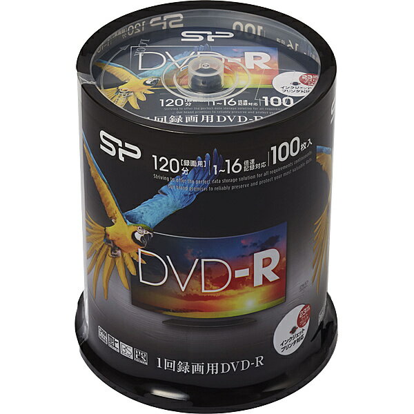 シリコンパワー SPDR120PWC100S 録画用DVD-R 1-16倍速記録対応 インクジェットプリンタ対応 100枚スピンドル