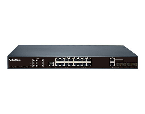 GeoVision GV-APOE1612T3 GV-APOE1612、10/ 100/ 1000BaseT(X) PoE+対応16ポートWebマネージメントスイッチングハブです。3年保証