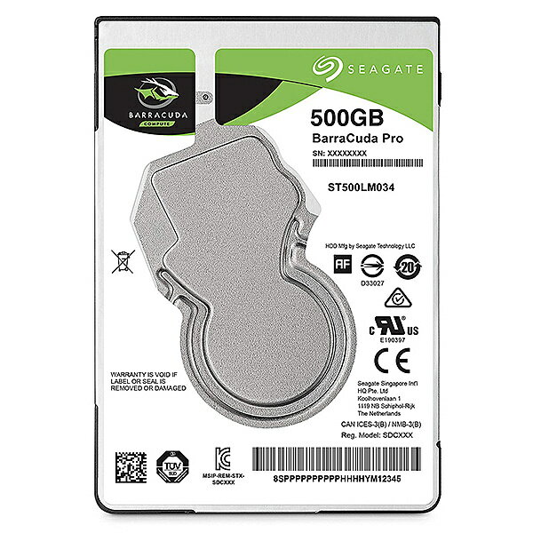 Seagate Seagate BarraCuda 2.5 500GB 内蔵HDDハードディスク メーカー2年保証 SATA 6.0Gb/ s 128MB 7200rpm ST500LM034
