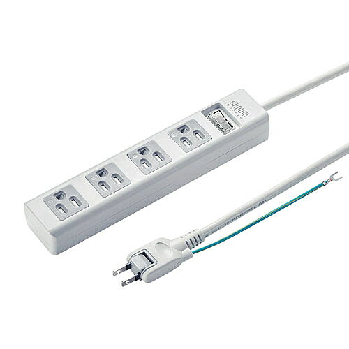 サンワサプライ TAP-SH3425MGSW 3P・4個口オートシャッター付き電源タップ（一括集中スイッチ・マグネット付き・2.5m）