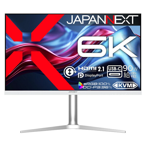 JAPANNEXT JN-X6K 液晶ディスプレイ 31.5型/ 6016×3384/ HDMI×2、DP×1、USB-C×1/ ホワイト/ スピーカー有/ 2年保証