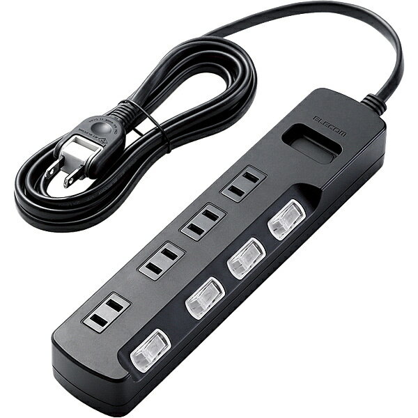 Rakuten - ELECOM AVT-K6A-2425BK AV雷ガードタップ/ 個別スイッチ/ ホコリシャッター付/ 4個口/ 2.5m/ ブラック