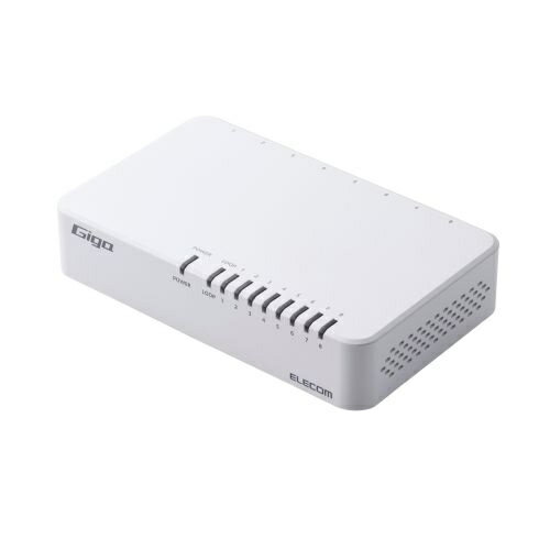 ELECOM EHC-G08PA4-W Giga対応スイッチングHub/ 8ポート/ プラスチック筐体/ 電源外付モデル/ ホワイト