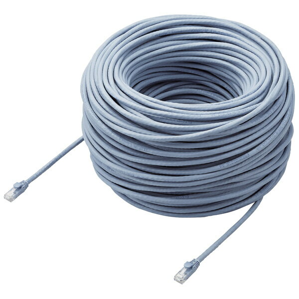 ELECOM LD-GPAT/BU100RS LANケーブル/ CAT6A対応/ EU RoHS指令準拠/ ツメ折れ防止カバー/ 簡易パッケージ仕様/ 100m/ 単線/ ブルー