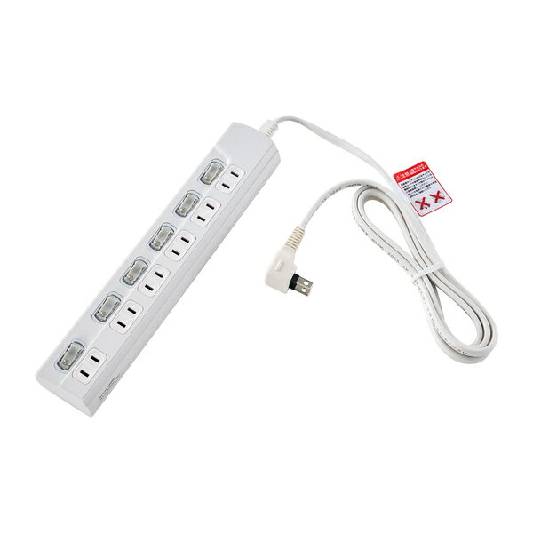樂天商城 - ELPA WLK-62(W) LED個別スイッチ付電源タップ 6個口 2m ホワイト