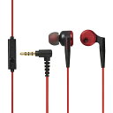 ELECOM EHP-GB100MRD ステレオヘッドホン/ カナル(マイク付)/ Grand Bass/ レッド