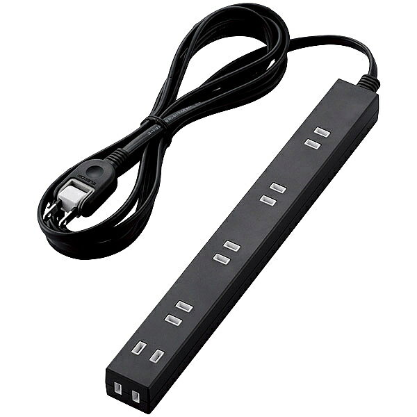 Rakuten - ELECOM T-NSLK-2630BK 広々タップ/ 雷ガード/ 6個口/ 3.0m/ ブラック
