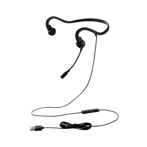 アップル専門店「PLUSYU楽天堂」のELECOM HS-BC05UBK 有線ヘッドセット/ 骨伝導/ USB-A/ 耳せん付属/ ブラック|詳細画像
