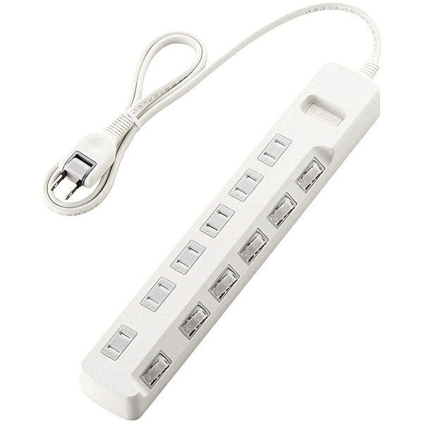 ELECOM T-E6A-2610WH 省エネタップ/ 個別スイッチ/ ほこり防止シャッター付/ 6個口/ 1.0m/ ホワイト