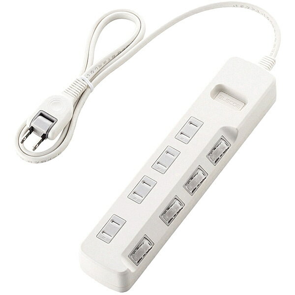 ELECOM T-E6A-2410WH 省エネタップ/ 個別スイッチ/ ほこり防止シャッター付/ 4個口/ 1.0m/ ホワイト