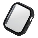ELECOM AW-21AFCGBK Apple Watch series7 45mm用フルカバーケース/ プレミアムガラス/ 高透明/ ブラック