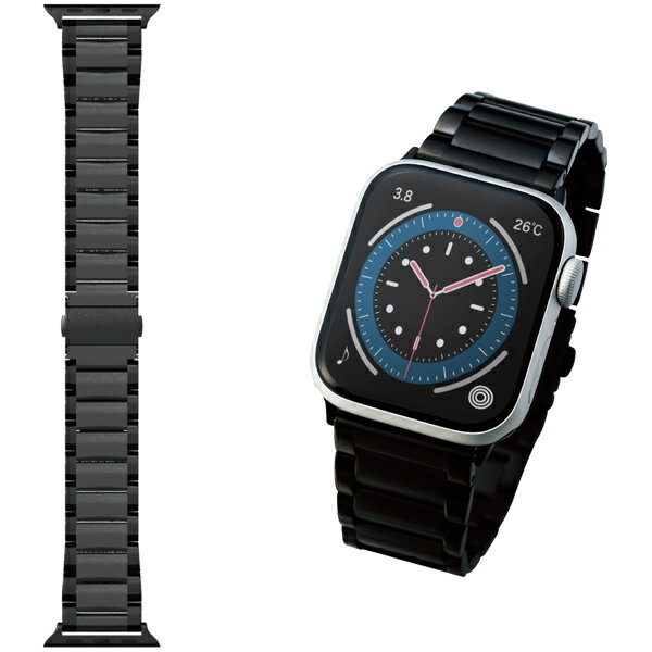 ELECOM AW-44BDSS3BK Apple Watch 45/ 44/ 42mm用バンド/ プレミアムステンレス/ 3連タイプ/ ブラック