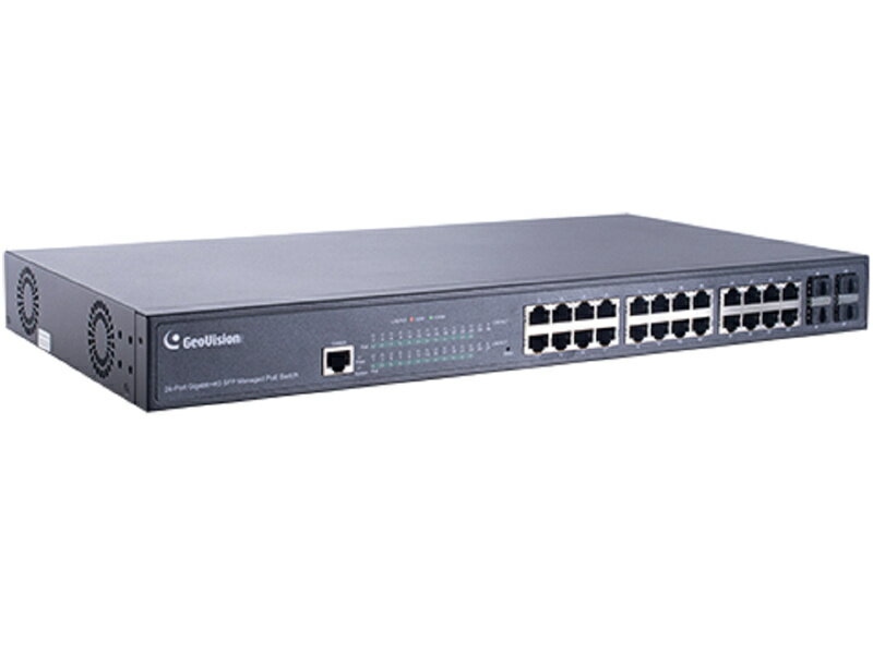 GeoVision GV-APOE2411-V2T5 10/ 100M/ 1000 PoE+対応 (15.4W 供給 /1 PoE port) (最長250m /転送速度10Mbps) 24ポートマネージメントスイッチングハブ 5年保証