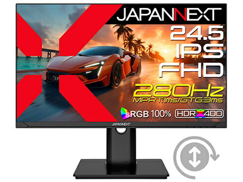 JAPANNEXT JN-IPS245G280F-HSPC6 ゲーミング液晶ディスプレイ 24.5型/ 1920×1080/ HDMI×1、DP×1、USB-C×1/ ブラック/ スピーカー有/ 2年保証