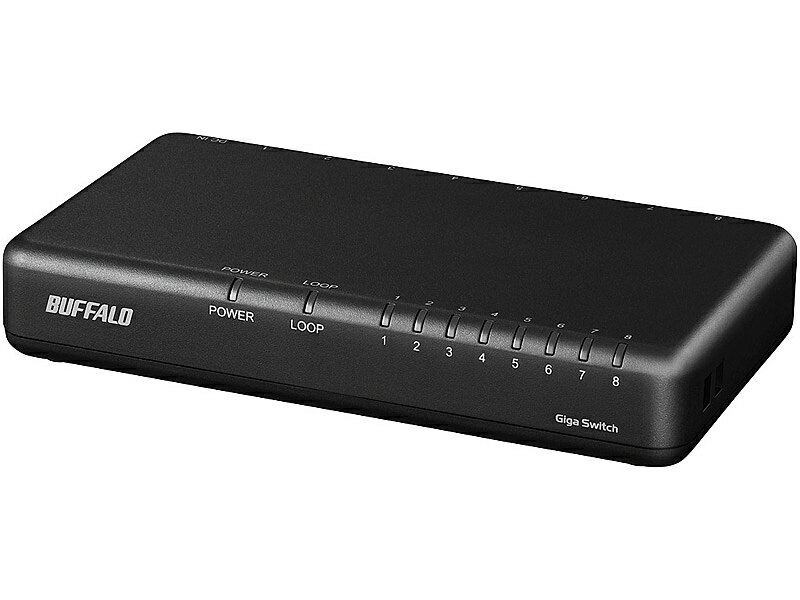 バッファロー LSW6-GT-8EP/BK Giga 8ポート スイッチングハブ 電源外付け プラスチック筐体 マグネット付 ブラック