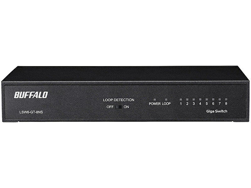 バッファロー LSW6-GT-8NS/BK Giga 8ポート スイッチングハブ 電源内蔵 金属筐体 マグネット付 ブラック