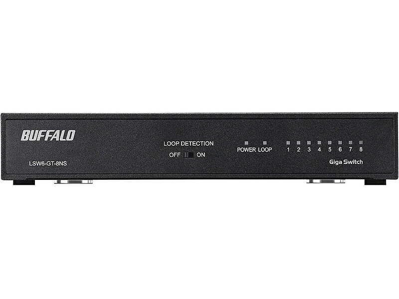 バッファロー LSW6-GT-8NS/BK Giga 8ポート スイッチングハブ 電源内蔵 金属筐体 マグネット付 ブラック